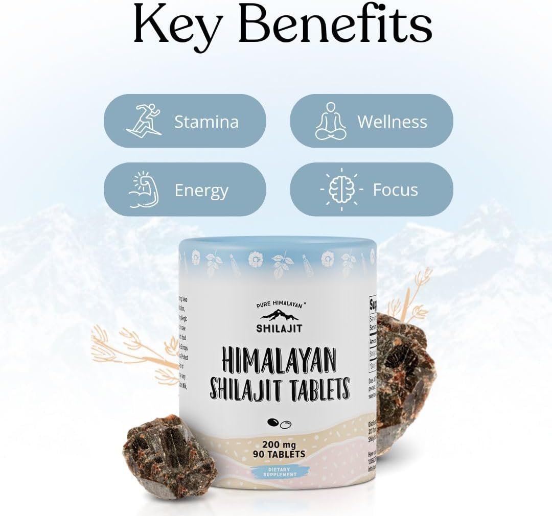 Pure Himalayan Shilajit | 100% Pure Natural Shilajit Grade A Max Potency 85+ Trace Minerals & Fulvic Acid | 3rd Party US Lab Tested | Altai Tablets