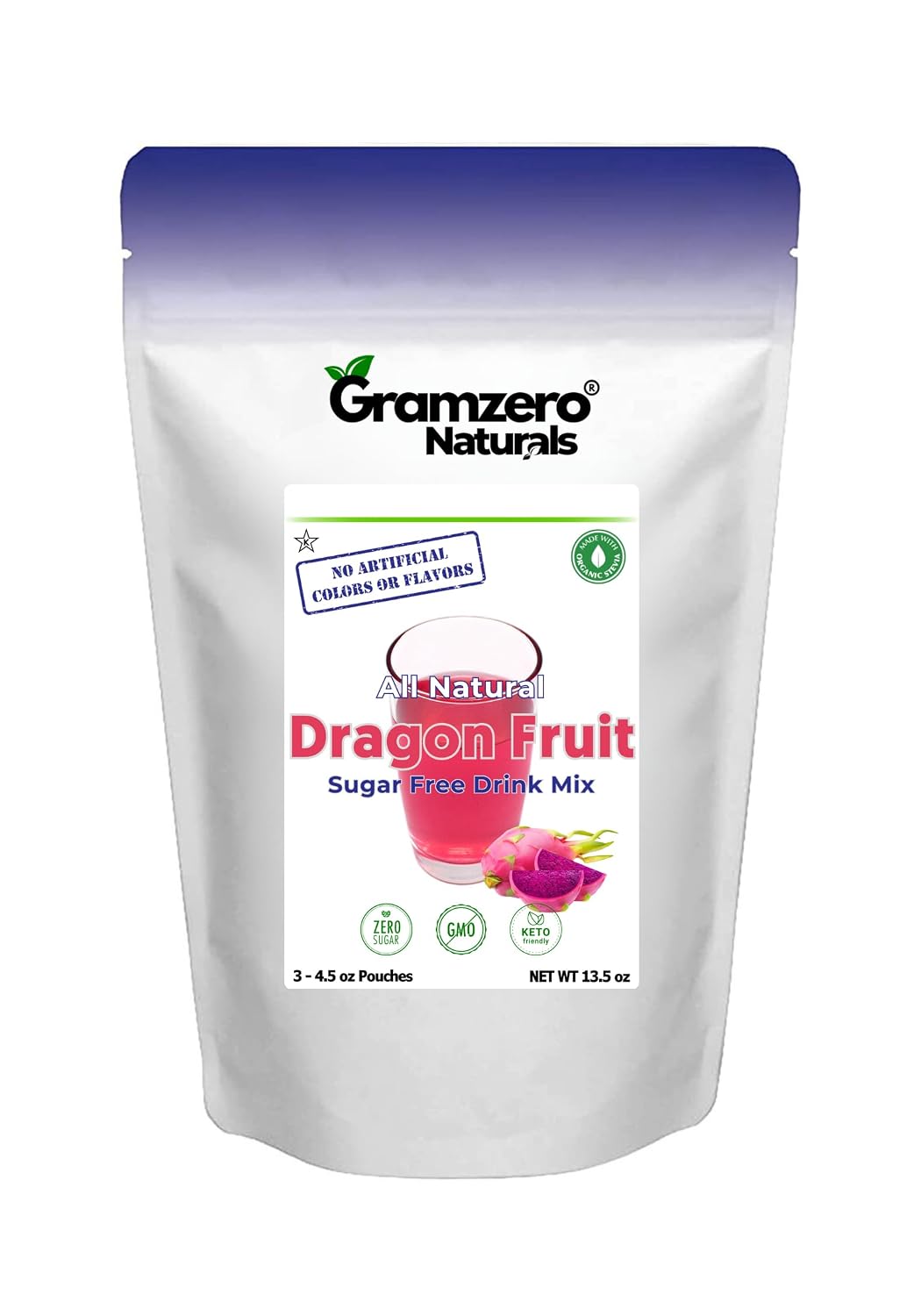 GramZero Raspberry Blush, Sugar Free Drink Mix, Pitcher Pack, Great For Nutrition Club Loaded Tea, Zero Calorie, Stevia Sweetened