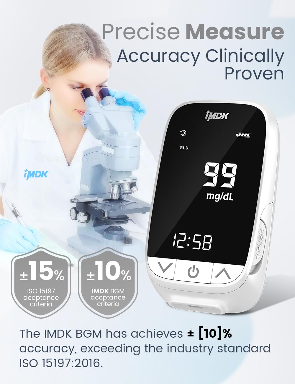 IMDK Blood Sugar Test Kit, Precision Blood Glucose Monitor Kit with 100 Glucometer Strips, 100 Lancets, 1 Lancing Device and 1 Control Solution