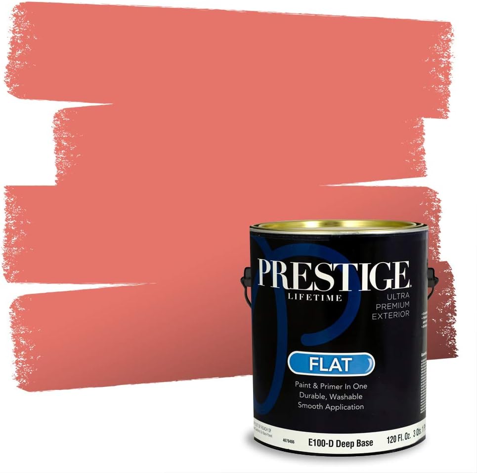 PRESTIGE Paints Exterior Paint and Primer In One, 1-Gallon, Satin, Comparable Match of Sherwin Williams* Real Red*