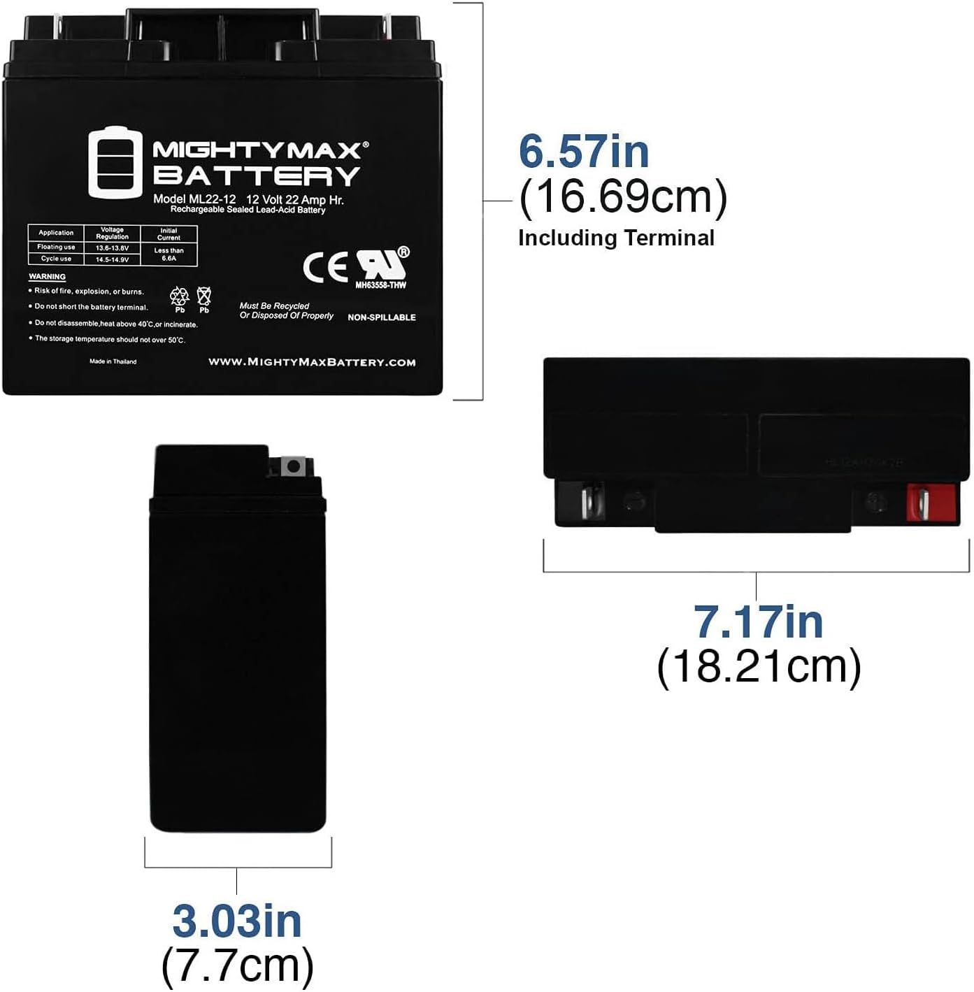 Mighty Max Battery ML22-12 - 12V 22AH UPS Battery Replaces Enduring 6FM22, 6-FM-22