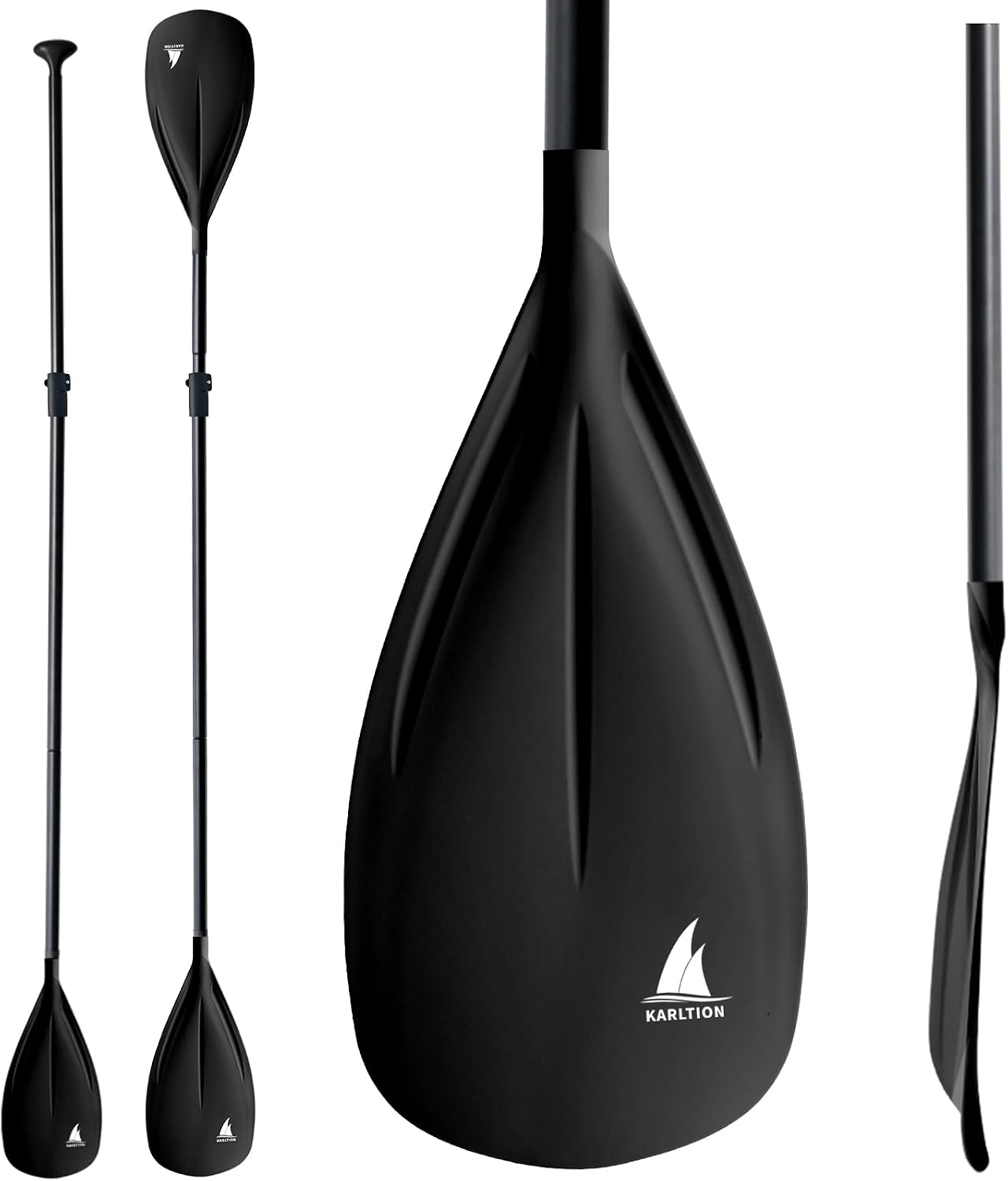 Karltion SUP Paddle - 3-Piece Adjustable Aluminium SUP Paddle with Glass Fiber Blade for Surfing, Floating, Water Sports