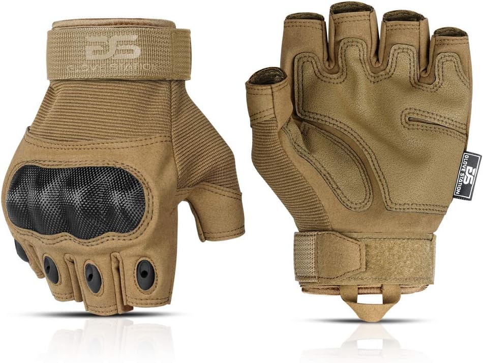 Glove Station Fingerless Knuckle Motorcycle Gloves, TACHK200