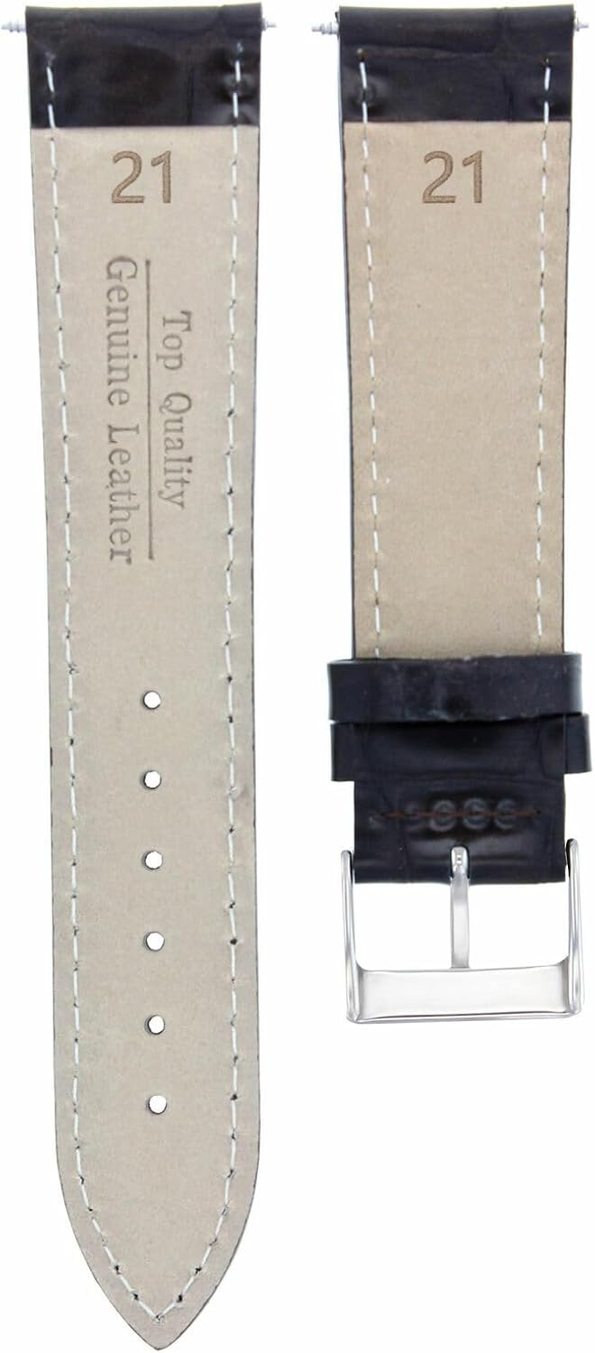 Ewatchparts 21mm Italian Leather Watch Band Strap Compatible With Invicta Men's 1517 I Force Watch Black