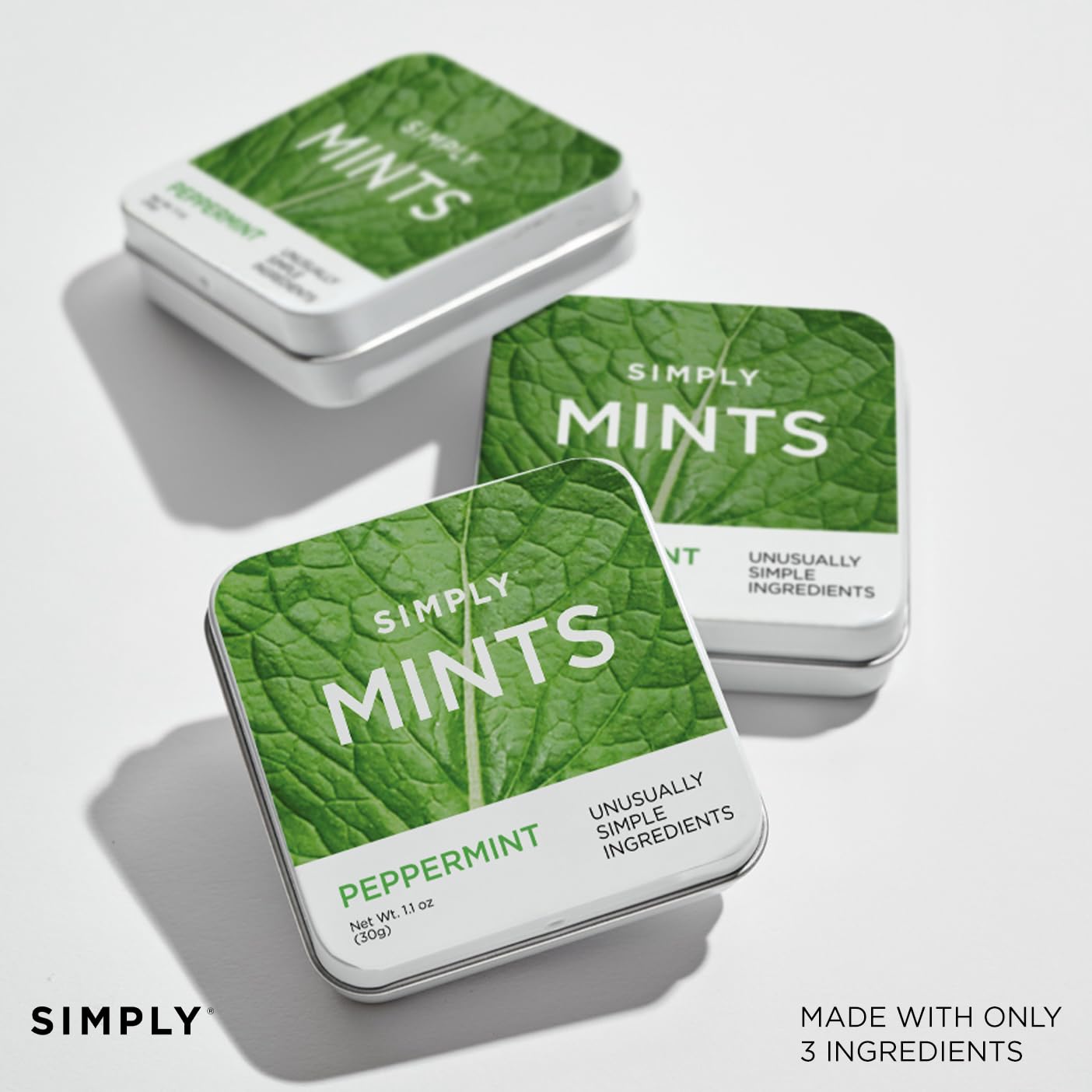 SIMPLY MINTS Natural Peppermint Breath Mints, 6 Pack (180 Pieces), Made With Real Peppermint Oil | Aspartame-Free, Sorbitol-Free, Xylitol-Free, Vegan, Kosher, Non-GMO