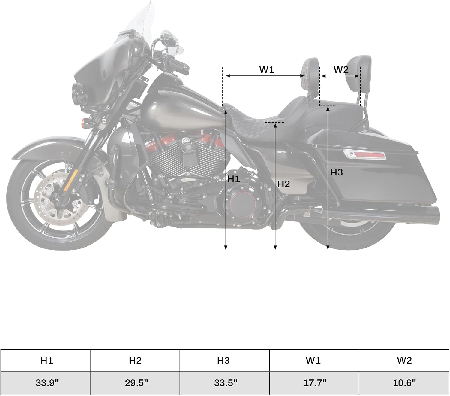 Rider Passenger One-Piece Two-Up Seat Driver Rider Backrest Wrap Around Backrest Pad Fit For Harley 2014-2023 Touring Road King Street Glide Road