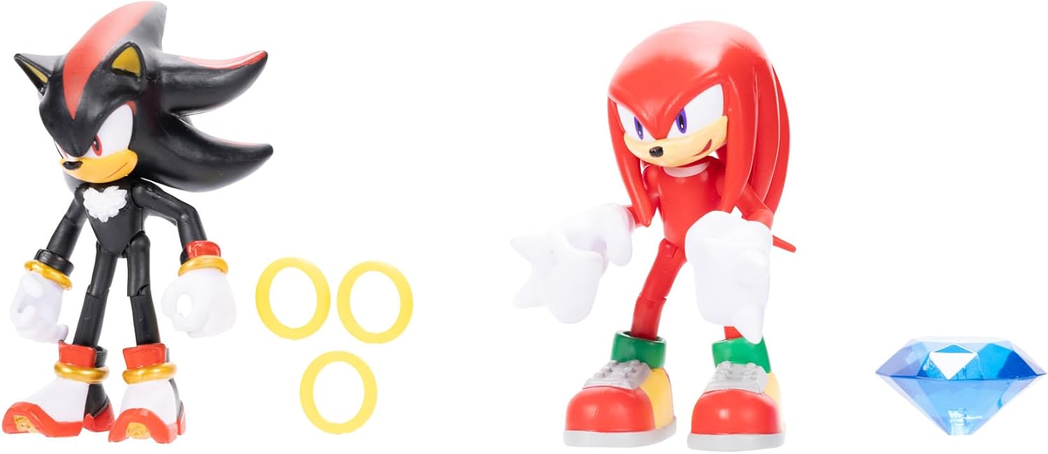 JAKKS Pacific Sonic The Hedgehog 4" Action Figure 2 Pack Knuckles & Shadow