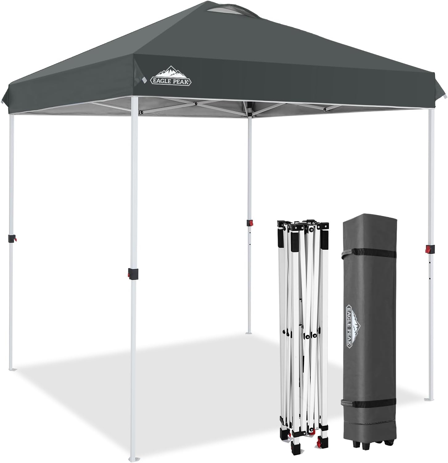 EAGLE PEAK 10x10 Pop Up Canopy Tent Easy Up Canopy Outdoor, White | Patented PeakPush™ Center Lock, 1 Person Setup Portable Pop Up Tent, Beach, Markets, Camping Sport Events, Wheeled Carry Bag