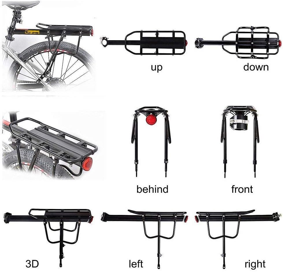 West Biking 110Lb Capacity Almost Universal Adjustable Bike Cargo Rack Cycling Equipment Stand Footstock Bicycle Luggage Carrier Racks with