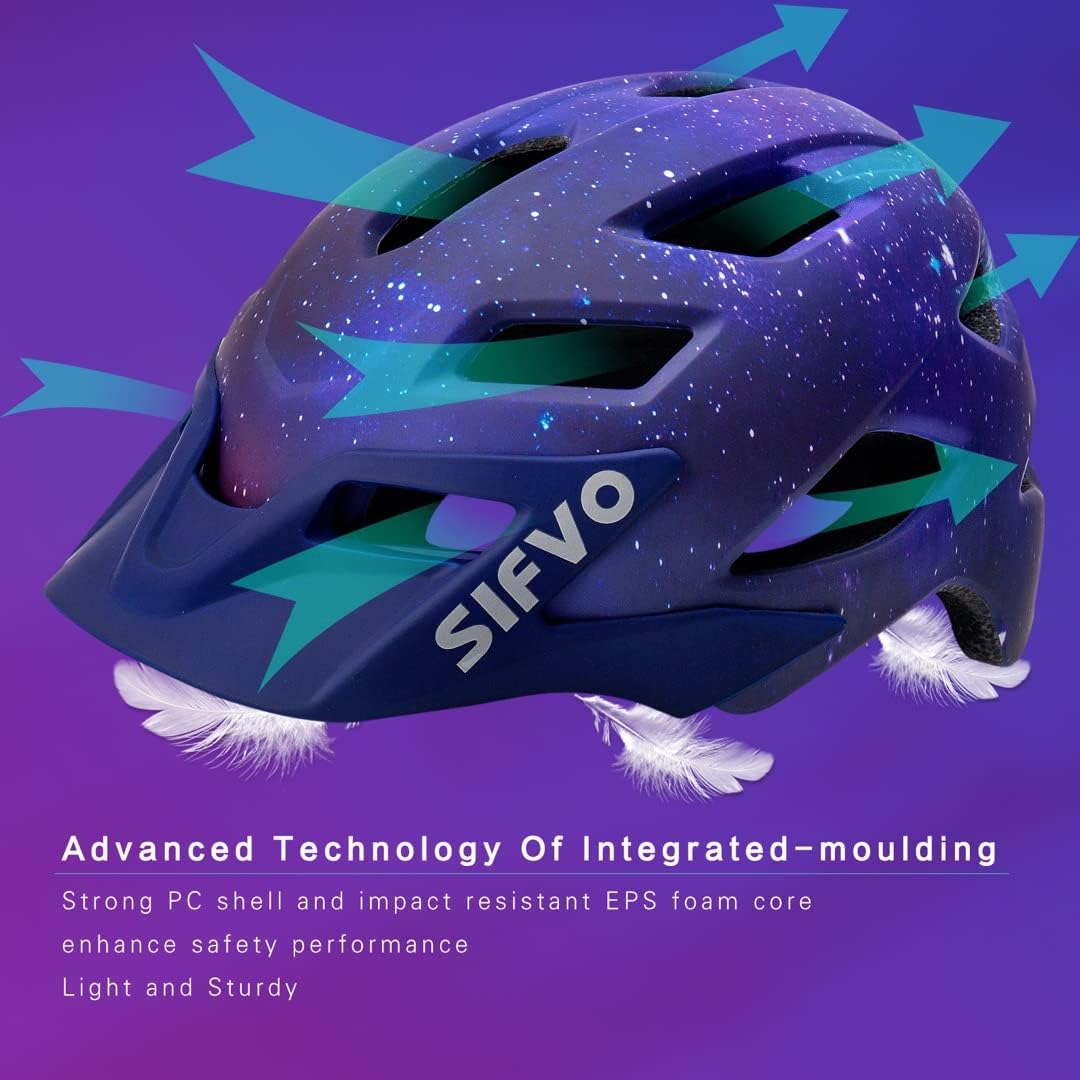 Kids Helmet, SIFVO Kids Bike Helmet Boys and Girls Bike Helmet with Cool Visor Helmet for Kids 5-14