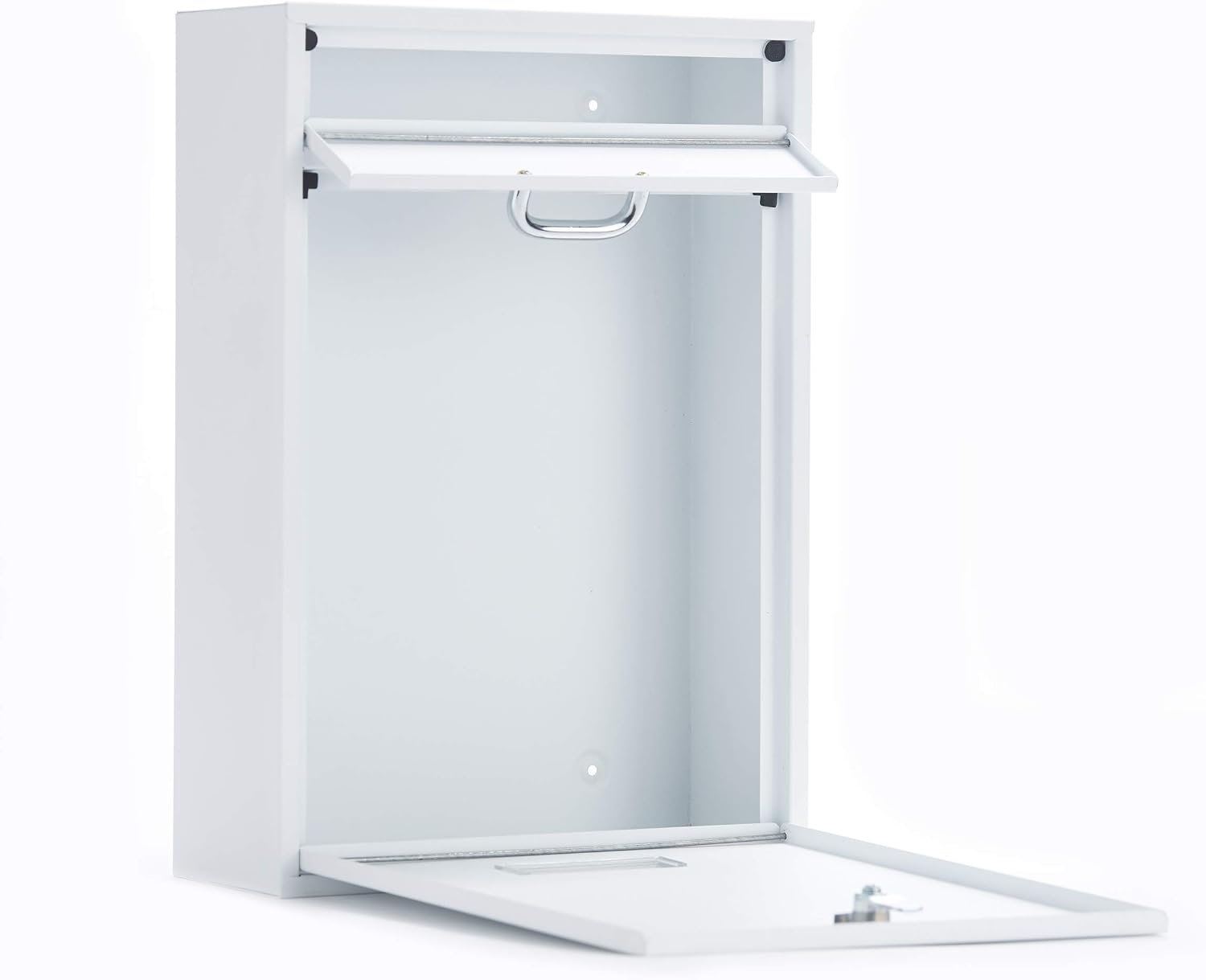 Wall Mounted Locking Vertical Dropbox Mailbox - Safe and Secure (Large) | Made with Galvanized Steel (Black)
