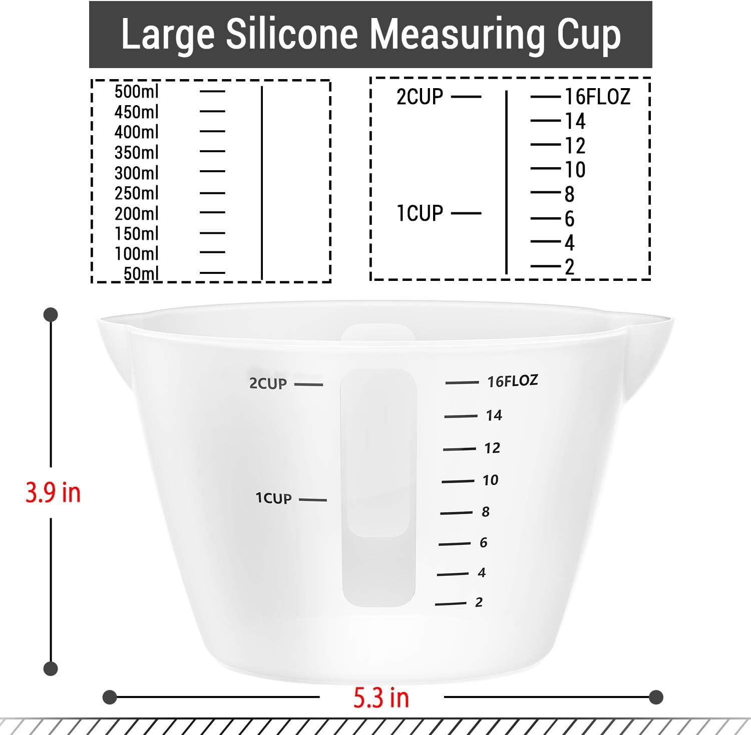 Gartful 500ml & 250ml Large Silicone Measuring Cups, Resin Mixing Cups for Epoxy, Jewelry Casting Molds, Acrylic Paint Pouring, Cup Making