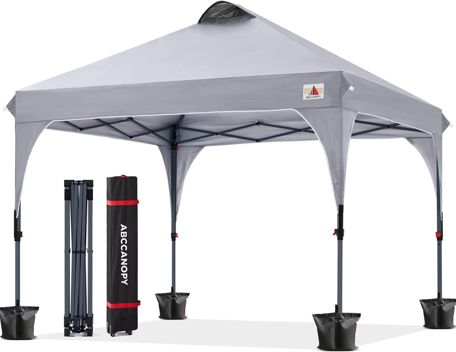 ABCCANOPY Outdoor Pop up Canopy Tent, 10x10 Instant Portable Canopy for Camping, Beach, Backyard,Gray | Water resistant & UV protection canopy, easy setup, with carry bag, ideal for camping, beach, backyard, market events