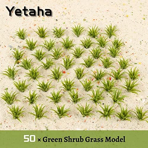 Yetaha 50pcs Green Shrubs Bush Model, Aritificial Plants, Railway Wargame Park Diorama Scenery HO 3.5cm