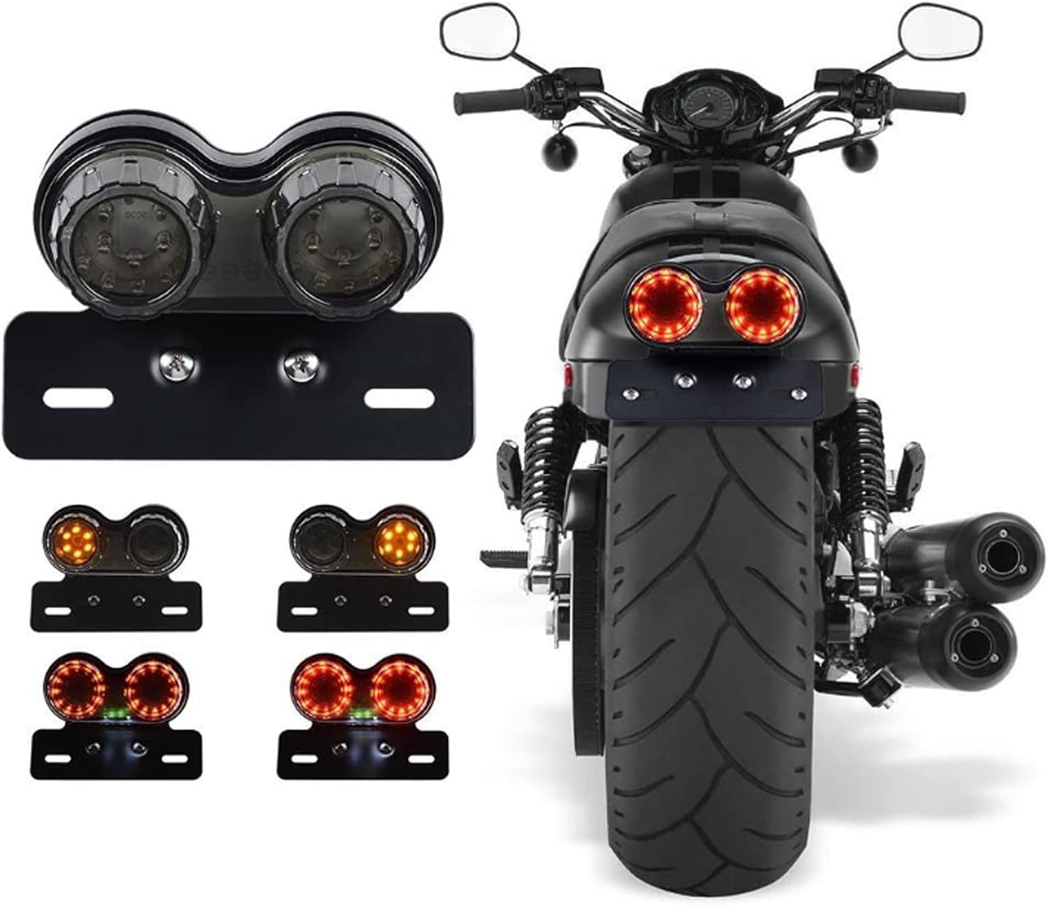40W 40-LED Motorcycle Tail Light Integrated Driving&Brake Light Turn Signal Lamp With License Plate Bracket for Harley Honda Yamaha Suzuki Kawasaki