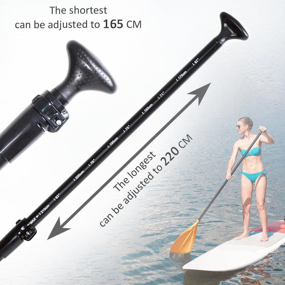Karltion SUP Paddle - 3-Piece Adjustable Aluminium SUP Paddle with Glass Fiber Blade for Surfing, Floating, Water Sports