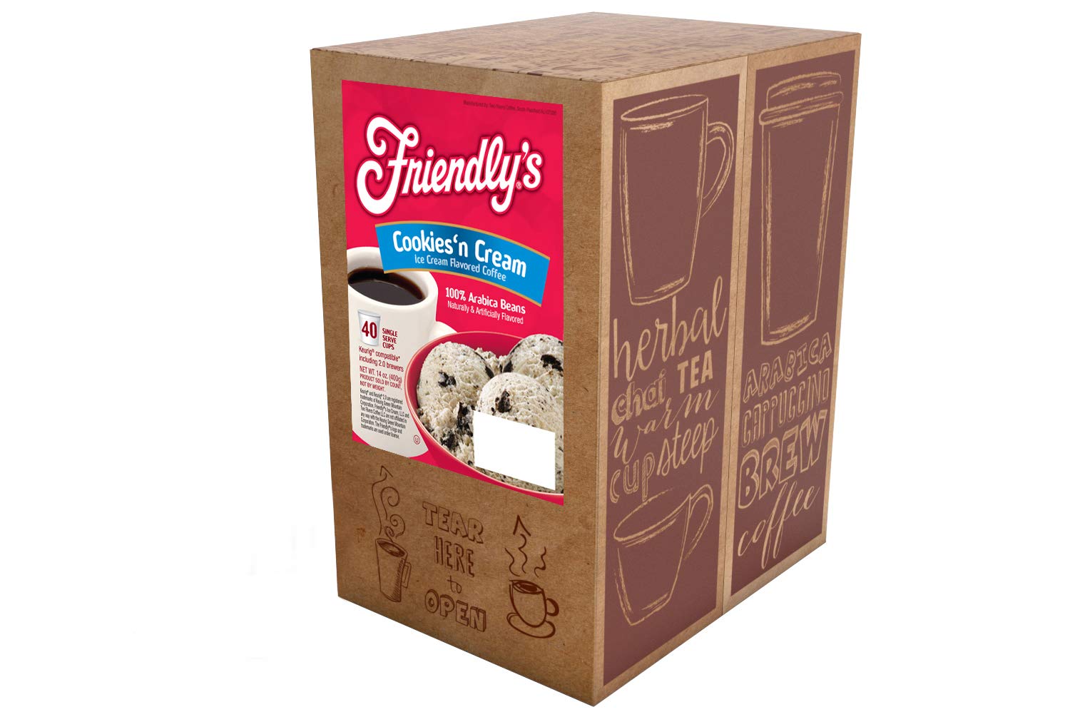Friendly's Chocolate Mint Ice Cream Flavored Coffee Pods for Keurig K Cup Brewers, Mint Chocolate Chip, 40 Count (Pack of 1)