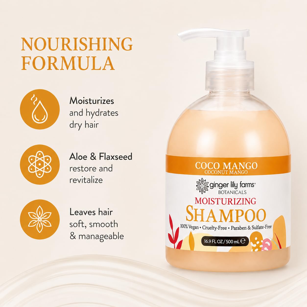 Ginger Lily Farms Botanicals Moisturizing Shampoo for All Hair Types, Coco Mango, 100% Vegan & Cruelty-Free, Coconut Mango Scent, 1 Gallon (128 fl oz) Refill | for Hands, Body & Hair, Moisturizing Wash, Salon Wash, Spa Cleanser, Salon & Spa Essentials, M…