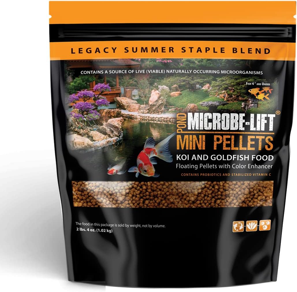 MICROBE-LIFT MLLMPSM Mini Floating Fish Food Pellets for Ponds, Water Gardens, and Fountains, for Small Live Goldfish and Koi, 12 Ounces