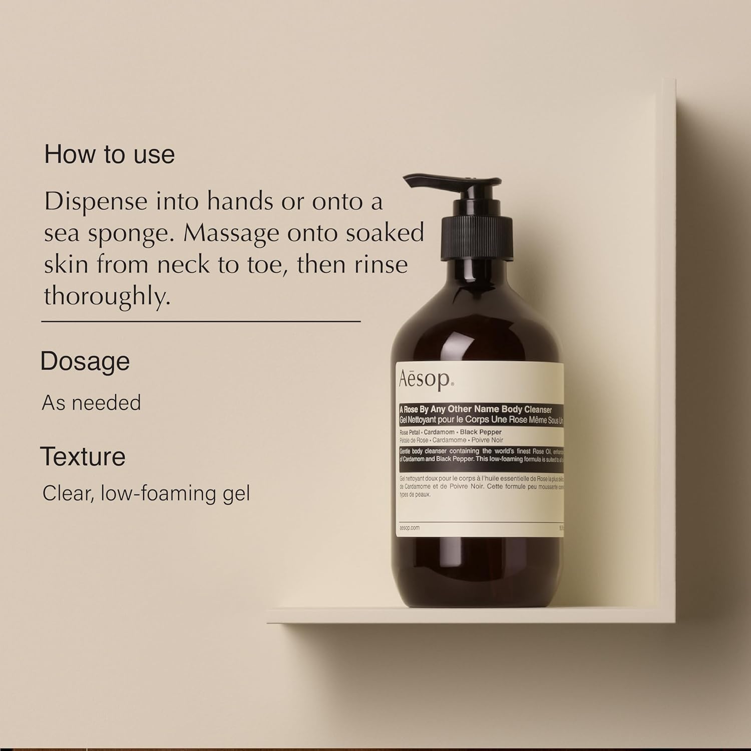 Aesop Geranium Leaf Body Cleanser | Gentle Shower Gel with Geranium, Mandarin and Bergamot Essential Oil Blend to Refresh & Balance Skin | 500 mL / 16.9 oz