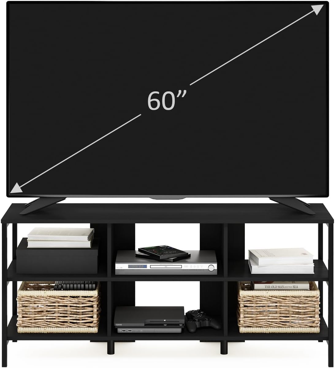 Furinno Fowler Multipurpose TV Stand Bookshelves, French Oak Grey