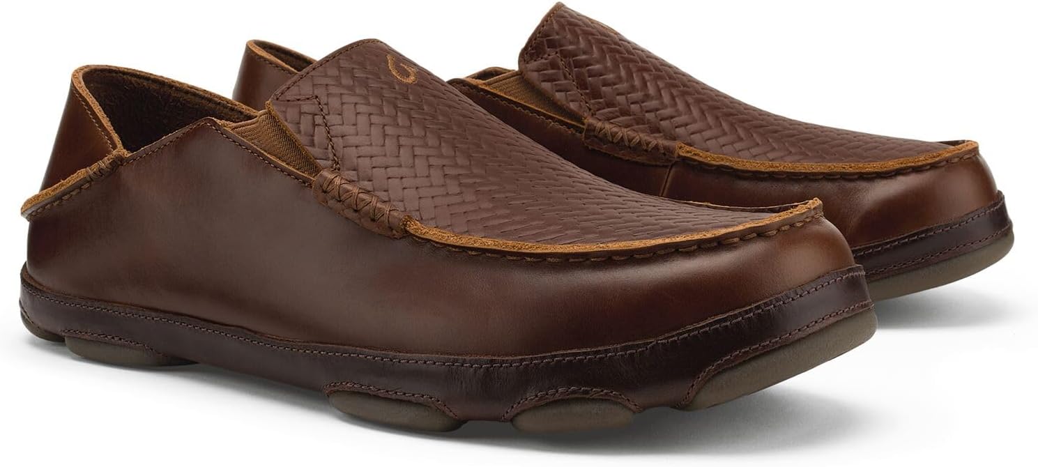 OluKai Moloa Men's Premium Leather Shoes, Easy Slip On & Off Design | Casual & Versatile Loafer, Drop-in Heel & Enhanced Traction