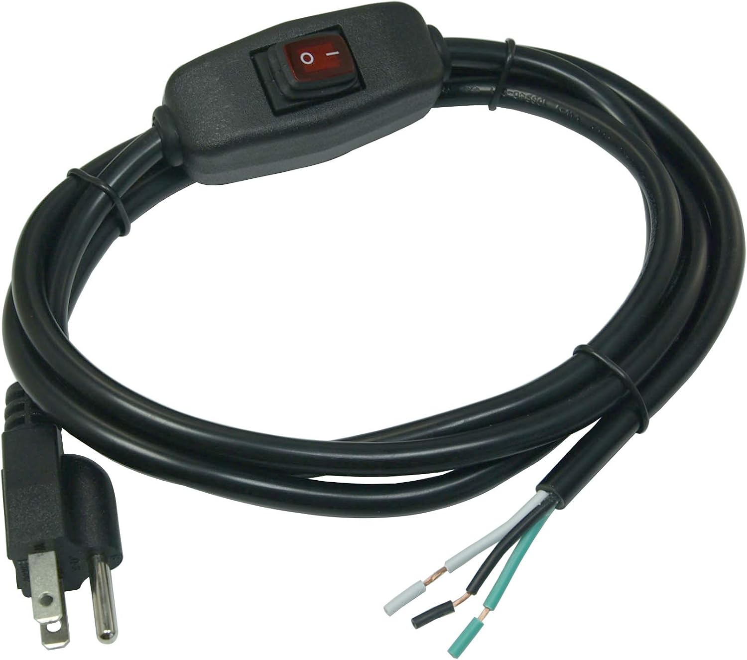 6ft 18 Gauge 3 Prong Heavy Duty Power Cord with Inline Switch