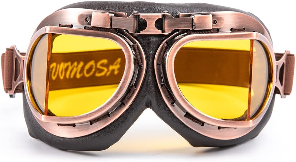Motorcycle Goggles Anti Fog&Wind&Dust&Sand Aviator Pilot Motocross | Dirt Bike Atv Riding Goggles with Yellow Lens,Fit Over Glasses or Helmet