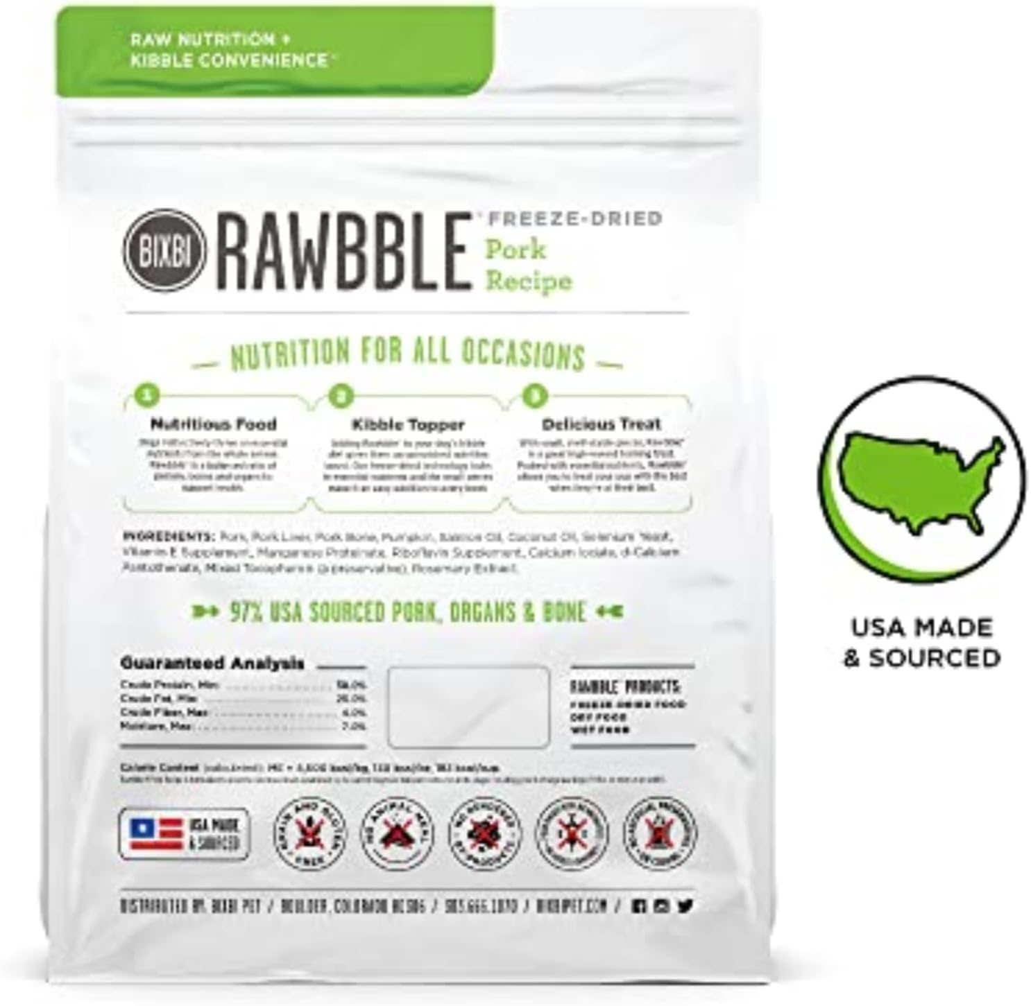 BIXBI Liberty Freeze-Dried Dog Food Topper & Treats, Beef – 98% Meat & Organs, No Refrigeration – USA Made, 26 oz