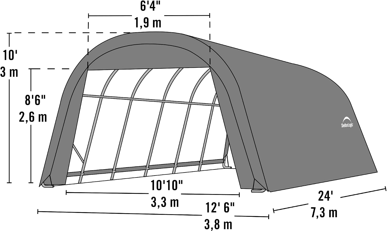 ShelterLogic 73342 Green 12'x20'x10' Round Style Shelter