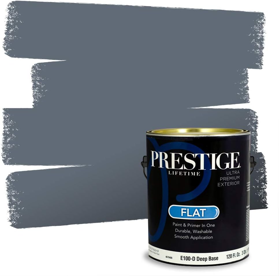 PRESTIGE Paints Exterior Paint and Primer In One, 1-Gallon, Satin, Comparable Match of Sherwin Williams* Tricorn Black*