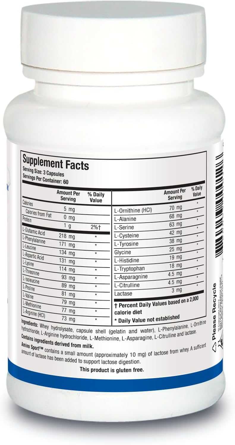 Biotics Research Amino Sport Broad Spectrum Amino Acids, Essential Amino Acids, BCAAs, Sports Recovery, Support Lean Muscle Mass 180 Capsules