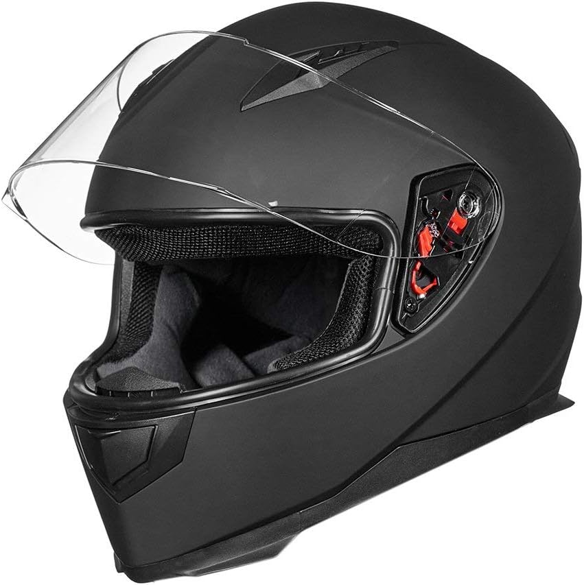 ILM Full Face Motorcycle Street Bike Helmet with Removable Winter Neck Scarf + 2 Visors DOT Model ILM-313