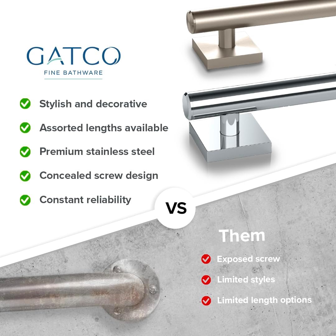 Gatco 952 Elevate, Grab Bar, 18”, Satin Nickel