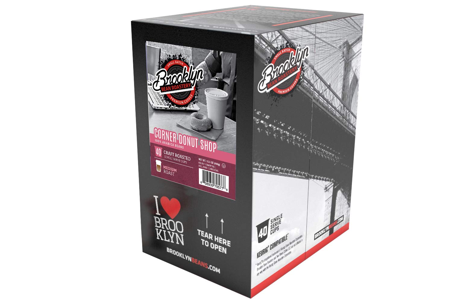 Brooklyn Beans Colombian Gourmet Coffee Pods - Compatible with Keurig K Cup Brewers Including 2.0 Machines, 40 Count, Rich and Smooth Colombian Medium Roast