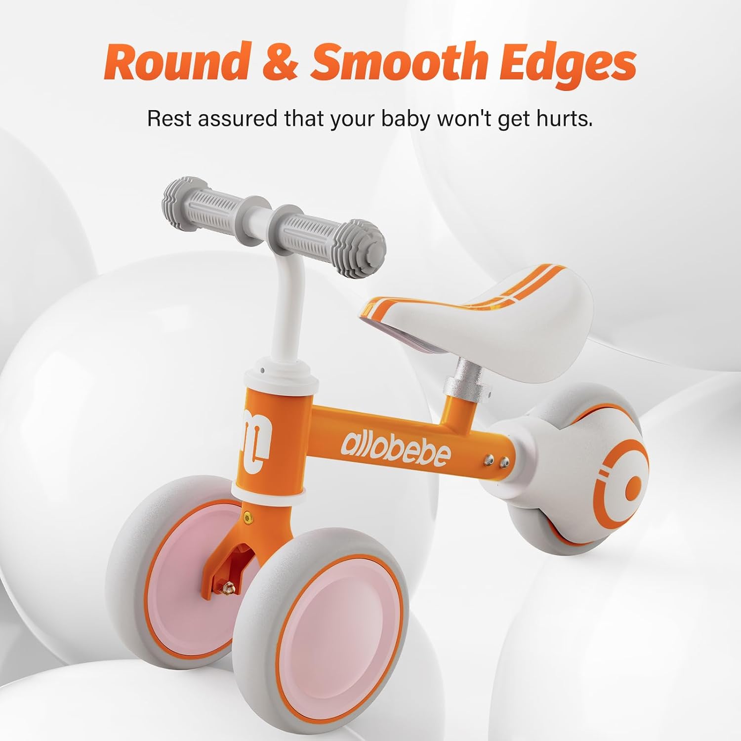 Baby Balance Bike, Cute Toddler Bikes 12-36 Months Gifts for 1 Year Old Girl Bike to Train Baby from Standing to Running with Adjustable Seat Silent & Soft 3 Wheels