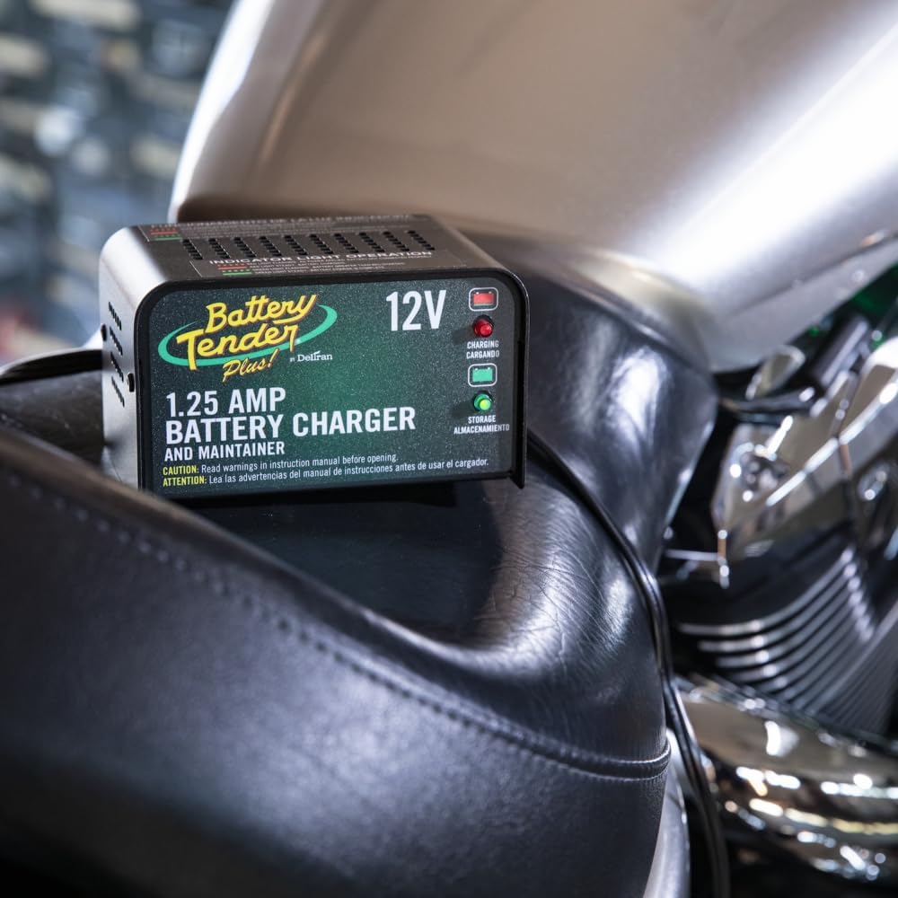 Battery Tender Plus 12V 1.25 AMP Car & Motorcycle Battery Charger and Maintainer, Float Charge for Automotive