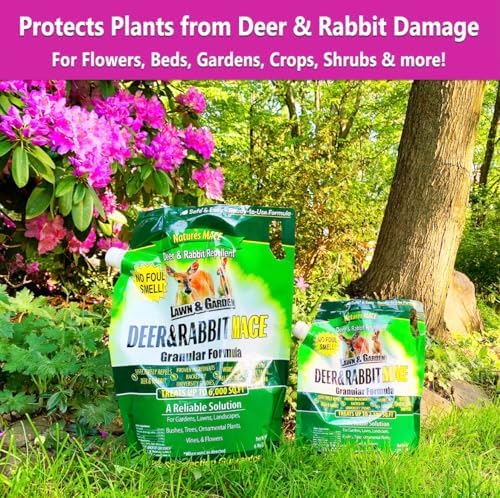 Nature's MACE Deer & Rabbit Repellent 25 lb Granules | Covers 25,000 Sq Ft, Repel Deer from Your Home & Garden, Deterrent, Safe to use Around Children, Plants, Produce.