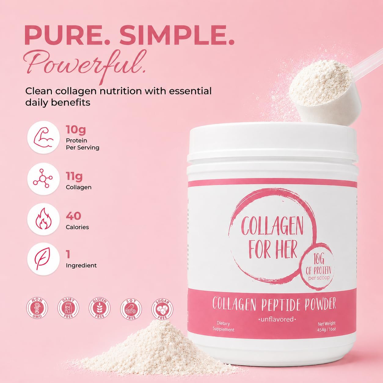 Collagen For Her Hydrolyzed Collagen Peptides, Grass Fed Bovine
