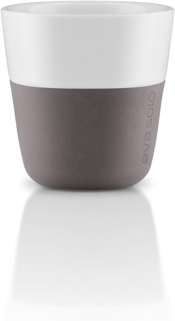 Eva Solo | 2 Lungo Tumbler Mugs | 8 oz Porcelain Coffee Cup Tumblers with Silicone-coated Grip | Danish Design, Functionality & Quality | Black
