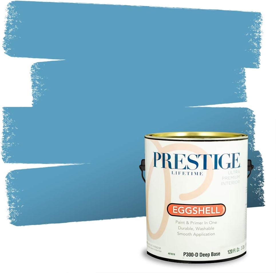 PRESTIGE Paints Exterior Paint and Primer In One, 1-Gallon, Semi-Gloss, Comparable Match of Sherwin Williams* Nifty Turquoise*
