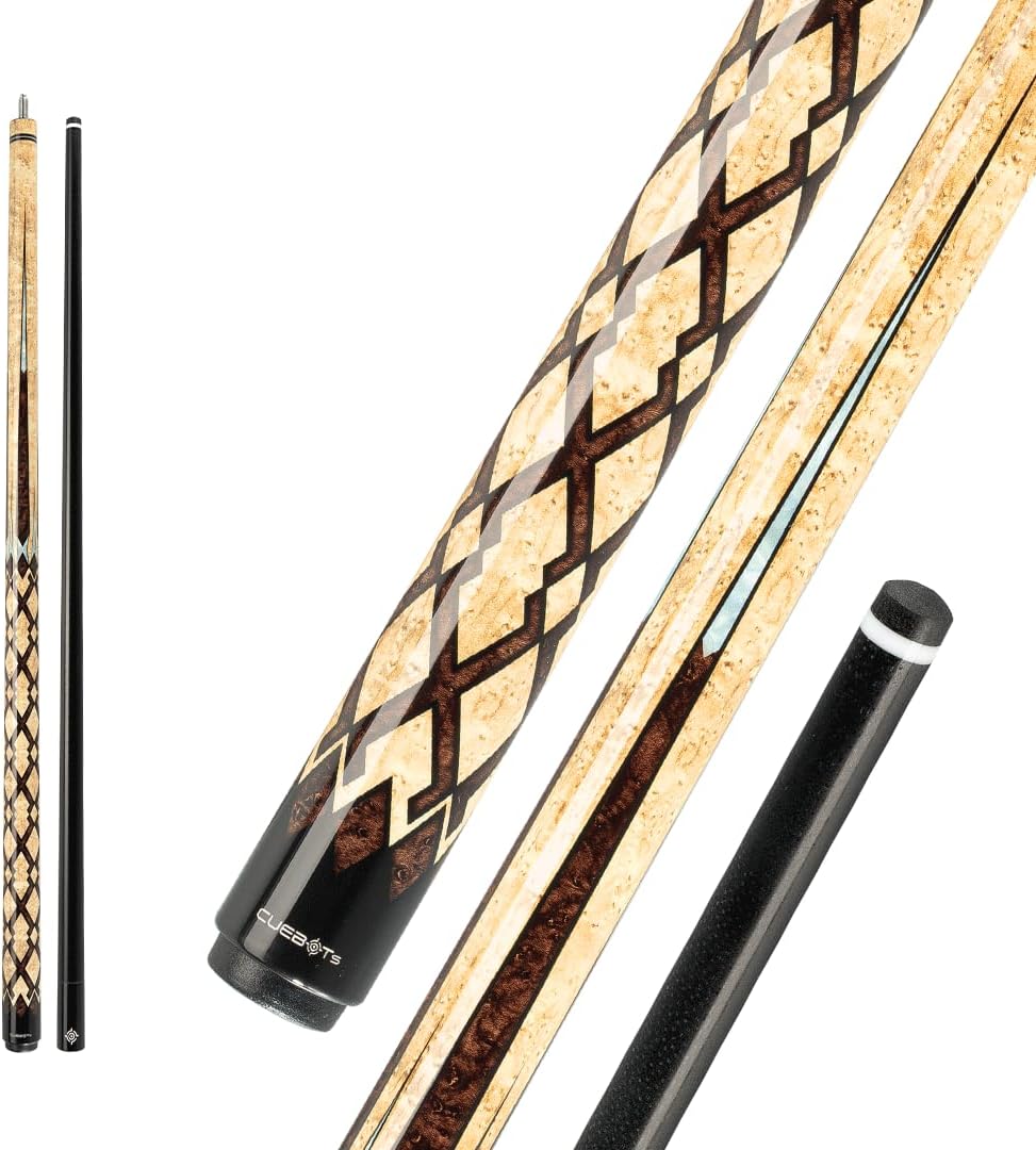 CUEBOTS Glass Fiber Cue, Glass Fiber House Cue Stick, Club Cue, Cue for Beginners, Durable Uni-QR, 3/8-10, 5/16-18 Joint, Long Lasting Glassfiber Shaft, 7-Layer Microfiber Tip