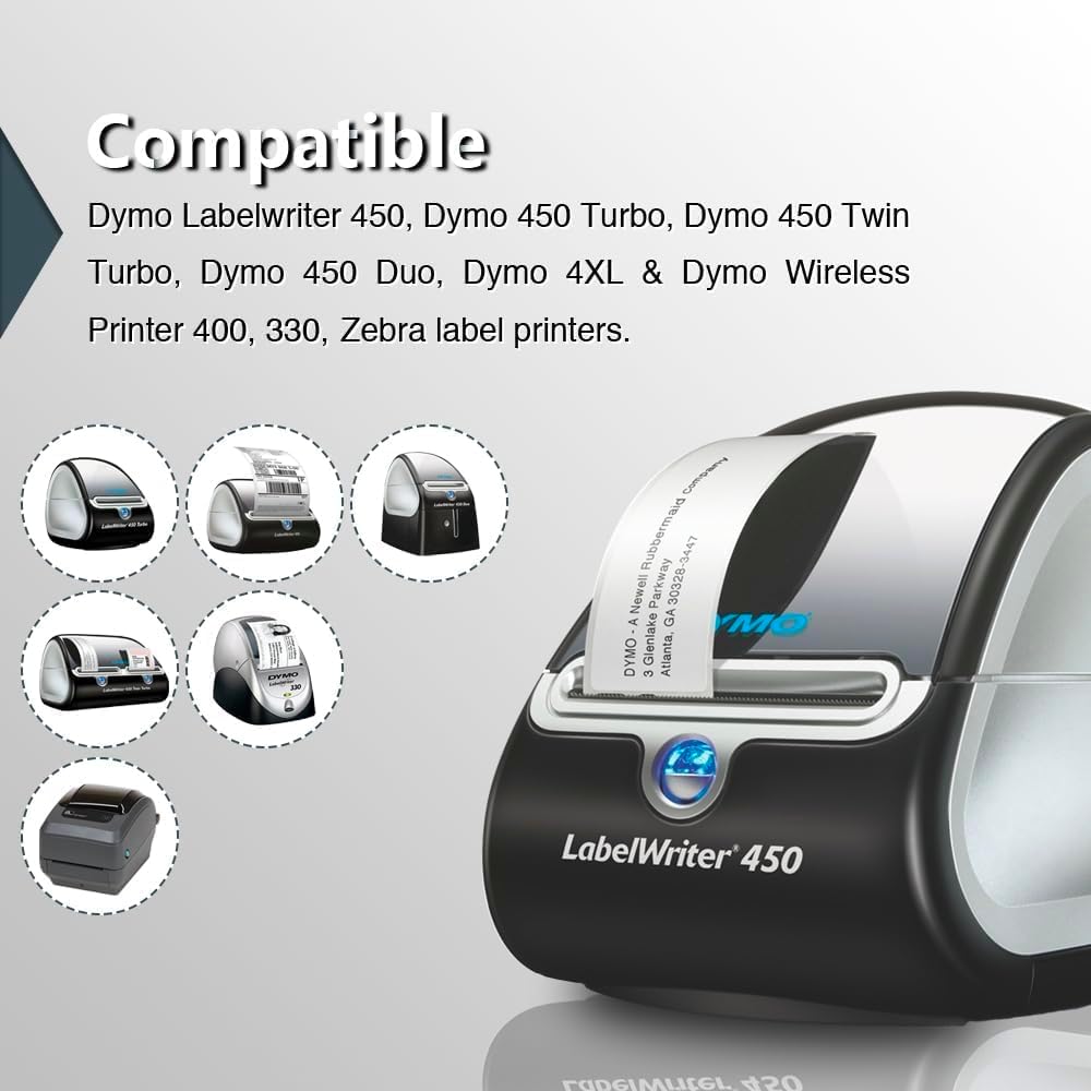 BETCKEY - Compatible DYMO 30252 (1-1/8" x 3-1/2") Address & Barcode Labels - Compatible with DYMO Labelwriter 450, 4XL, NOT Fit 550 & 5XL [10 Rolls/3500 Labels]