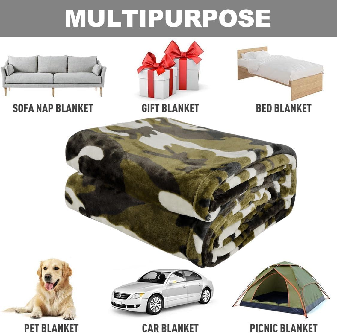HommomH Camo Blanket Hunting Army Camo Throw Blanket Veteran Gifts