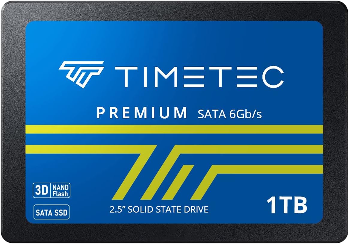 Timetec 512GB SSD 3D NAND SATA III 6Gb/s 2.5 Inch 7mm (0.28") Read Speed Up to 550 MB/s SLC Cache Performance Boost Internal Solid State Drive for