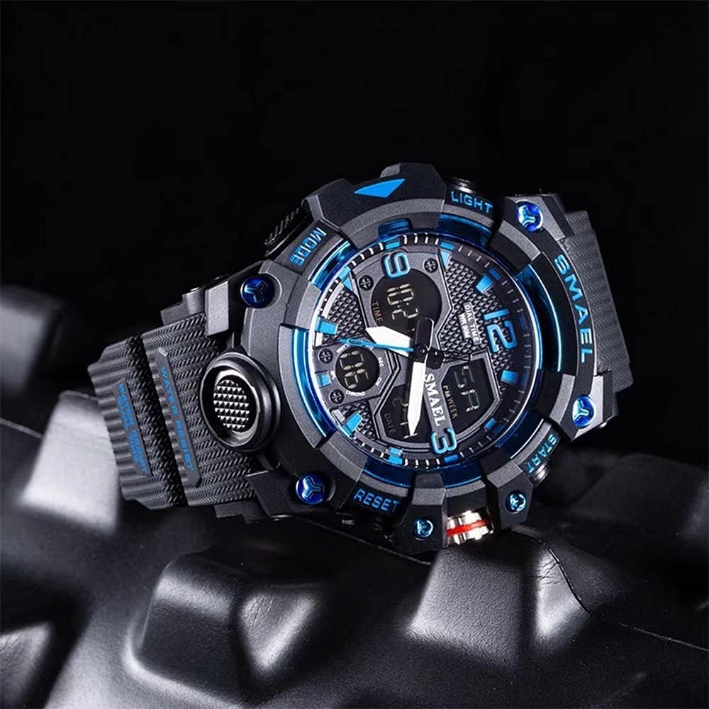Gosasa Men's Large Face Outdoor Sports Watches Military S-Shock Watch Waterproof, Backlight, Alarm, Stopwatch Features - Rugged Wristwatch for Training, Hiking, and Adventure