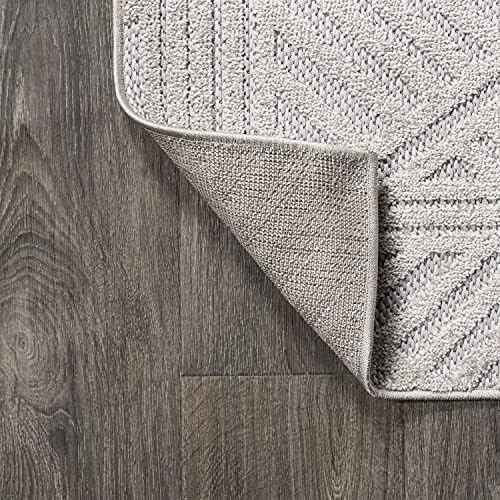 JONATHAN Y Art Deco Geometric Indoor Outdoor Area Rug 3X5 White/Black, Jordan High-Low Pile for Backyard, Patio, Porch, Easy-Cleaning, High Traffic