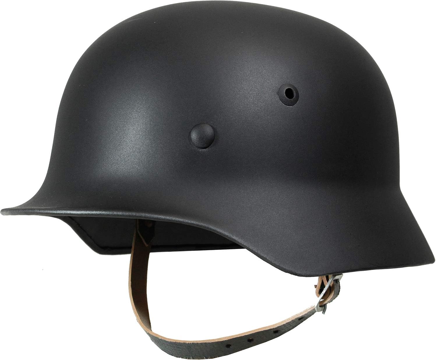 Epic Militaria WW2 German Army BLACK M35 STEEL HELMET with Leather Liner & Chin Strap