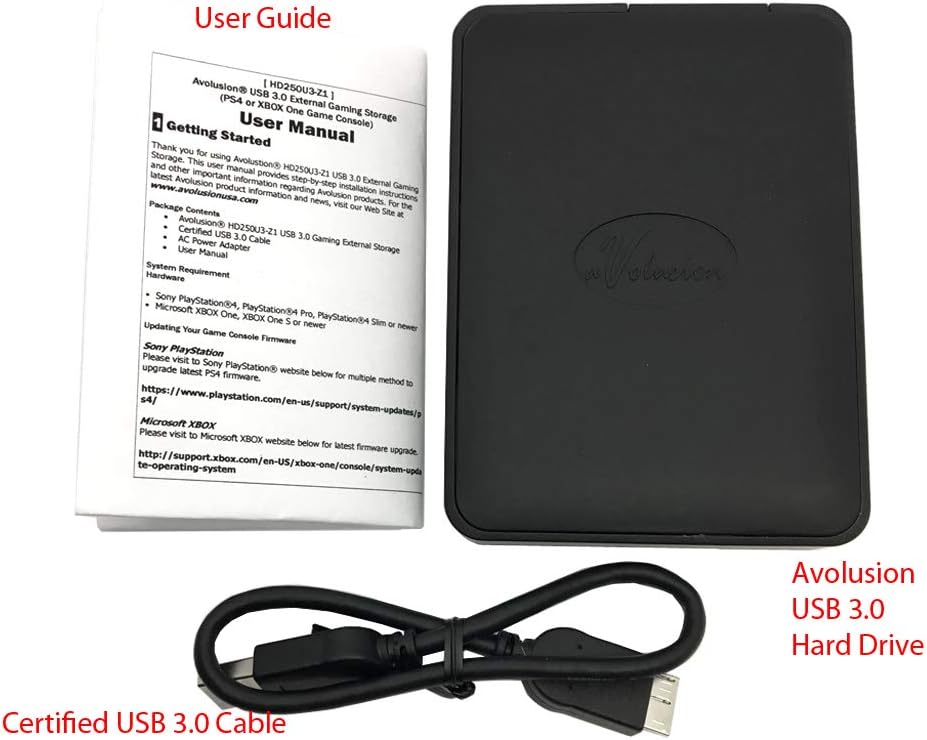 Avolusion 2TB USB 3.0 Portable External Hard Drive (for PS4, Pre-Formatted) HD250U3-X1-2TB-PS