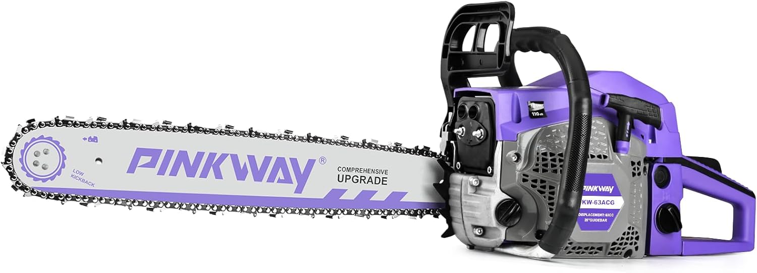 2-cycle 63CC Chainsaw Saw Gas Powered 20" Chain Saws Cordless Petrol Saw Handheld Chainsaw for Cutting Wood Trees Branches (63ACK)